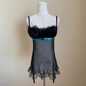 Vintage Feather Bust Sheer Nightie Slip Top by Shirley of Hollywood